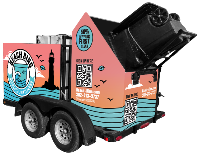 Beach Bins’ custom-built, self-contained cleaning trailer.
